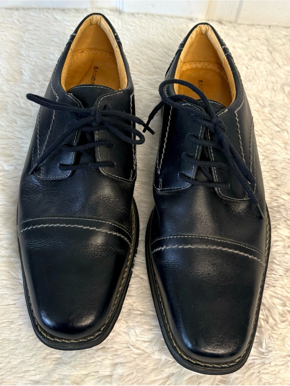 Sandro Moscoloni Mens Black Leather Cap Toe Dress Shoes Lace-up Size 8